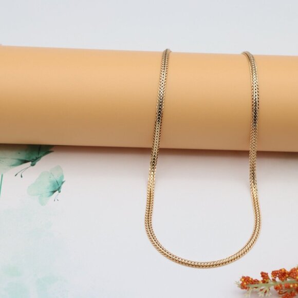 "Flat Woven Rose Gold Chain Necklace  Elegant Finish, XPNL0121 - Picture 5 of 12